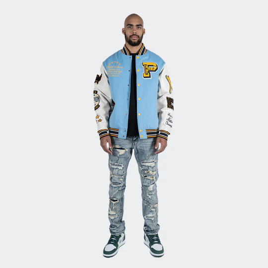Pelle Pelle Light Blue Varsity Wool Jacket view 5