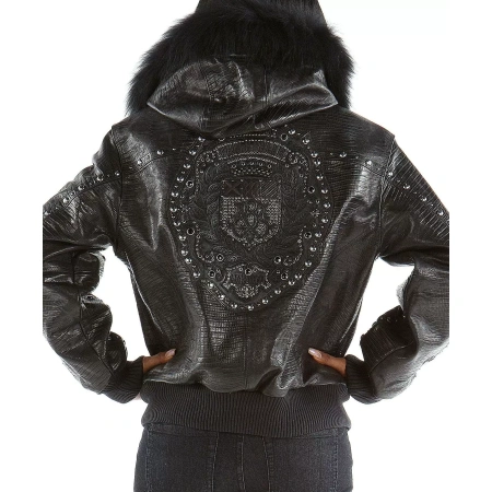 Pelle Pelle Women Black Encrusted Stud Jacket view 2