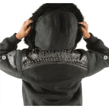 Pelle Pelle Black Airbourne Women Wool Jacket | Fur Hood view 2