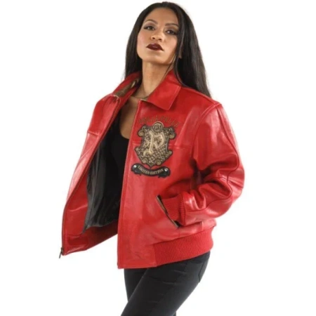 Pelle Pelle Women Red Leather Jacket | Legend Series view 2