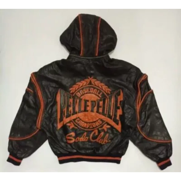 Pelle Pelle Soda Club Orange Stripes Jacket | Baseball Champion view 2