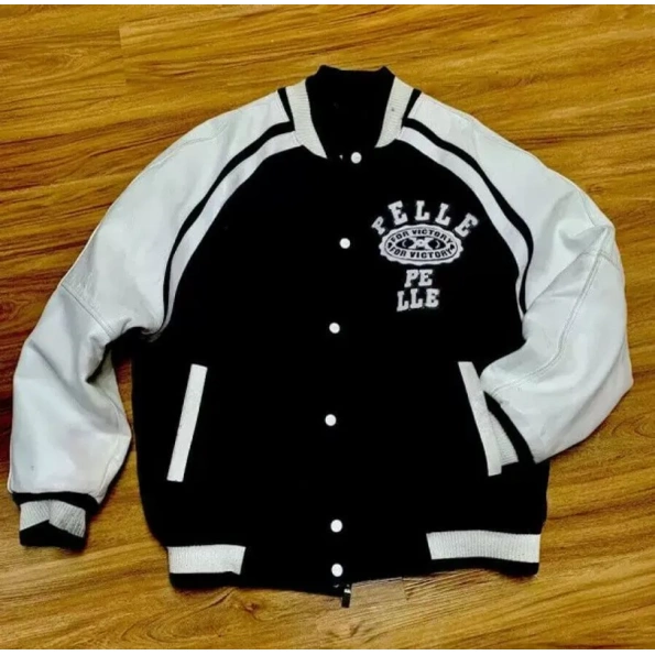 Pelle Pelle Black White Varsity Jacket | Wool Jacket