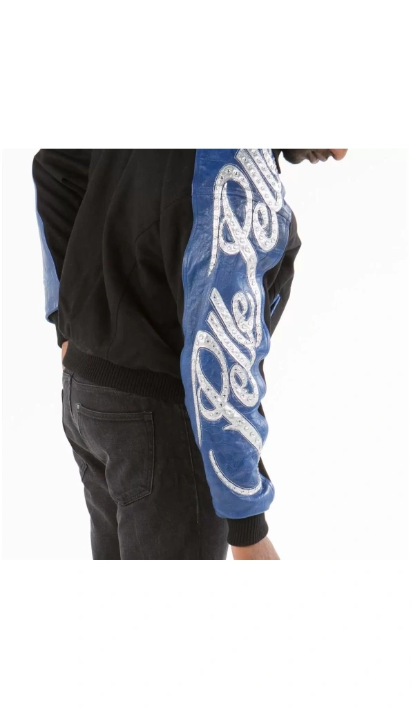Pelle Pelle Blue Black Wool Leather Jacket | Men Jacket