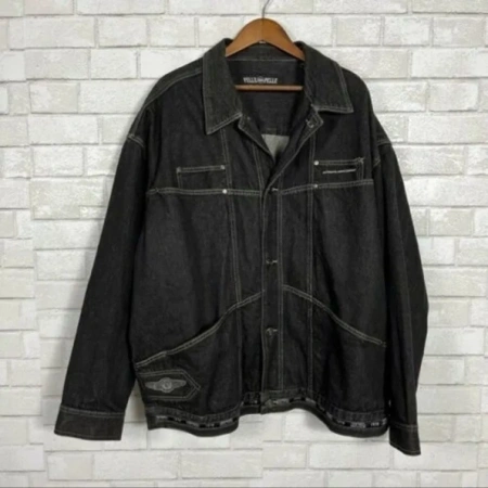 Pelle Pelle Denim Charcoal Black Jacket | Men & Women view 2