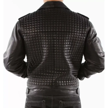 Pelle Pelle Men Biker Black Leather Jacket | Encrusted Jacket view 2