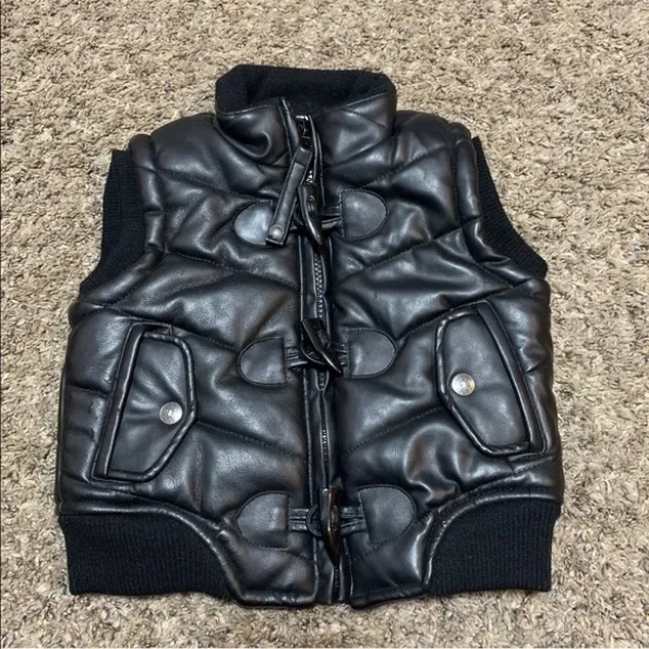 Pelle Pelle Black Leather Puffer Vest | Men & Women Jacket view 2
