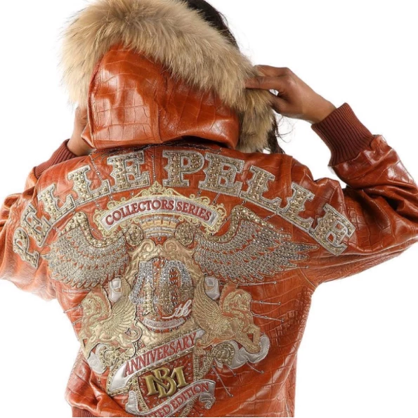 Pelle Pelle Women Brown Leather Jacket | Fur Hood view 3