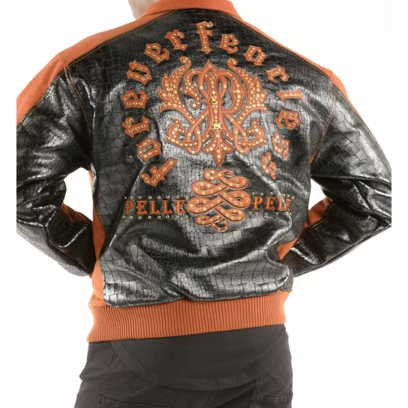 Pelle Pelle Orange Black Leather Wool Jacket | Men Jacket view 2