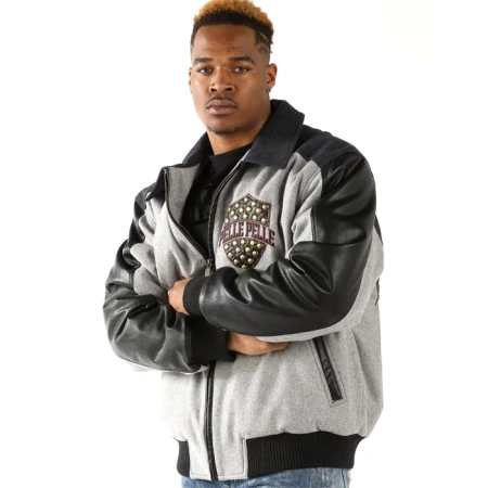 Pelle Pelle Badged Royal Wool Leather Jacket | Stud Jacket view 2