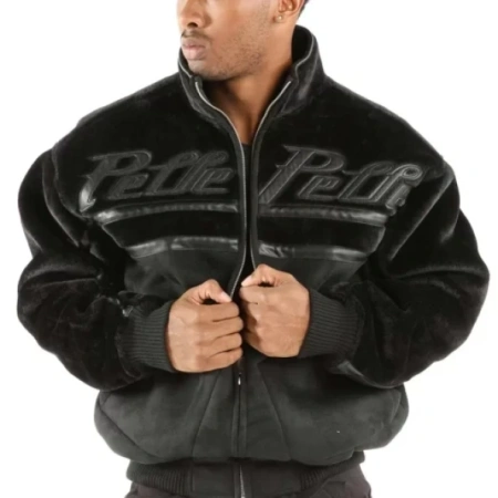 Pelle Pelle Black Velvet Wool Zipper Jacket | Men Jacket view 2