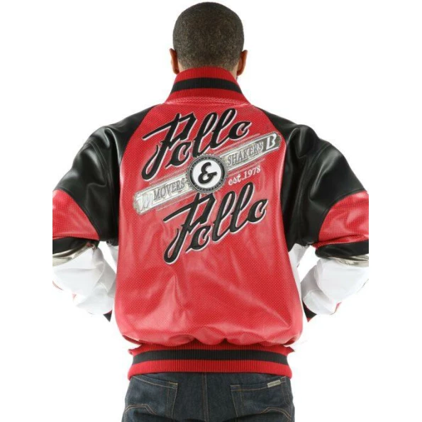 Pelle Pelle Red Black Men Leather Varsity Jacket view 2