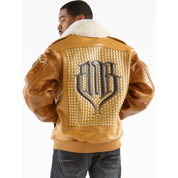 Pelle Pelle Brown Fur Collar Leather Jacket | Men  Jacket view 2