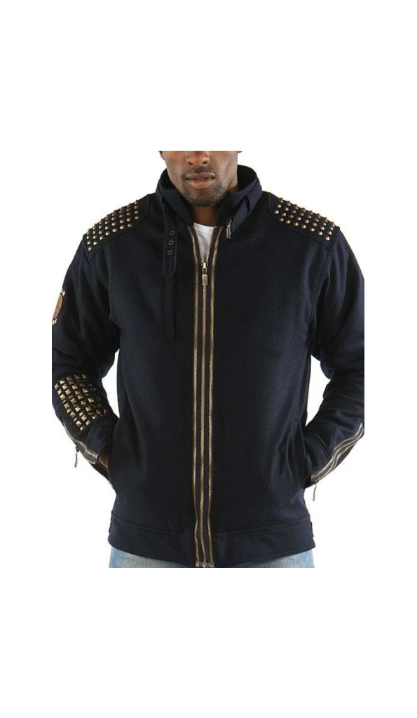 Pelle Pelle Navy Blue Wool Studded Jacket | Men Jacket