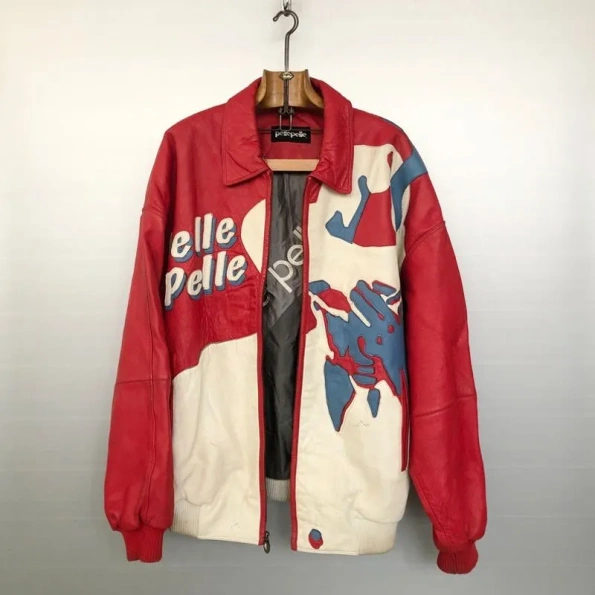 Pelle Pelle Red White Men Printed Jacket | Leather Jacket