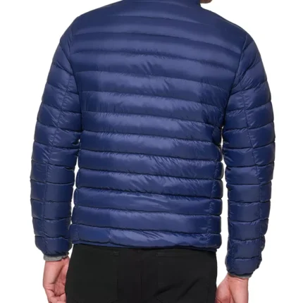 Men Navy Blue Quilted Puffer Jacket