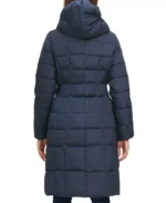 Women Navy Blue Puffer Long Coat