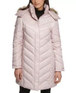 Women Puffer Pink Long Coat