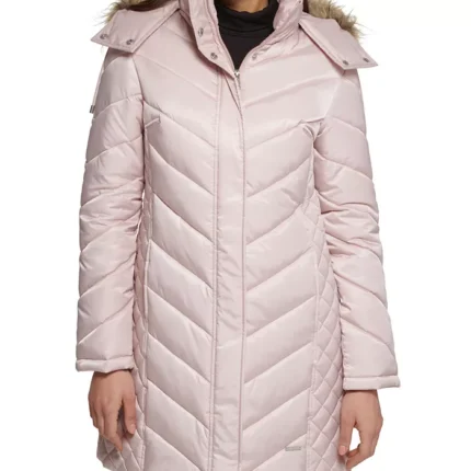 Women Puffer Pink Long Coat