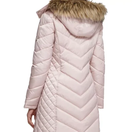 Women Puffer Pink Long Coat