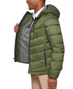 Men Chevron Hooded Puffer Jacket