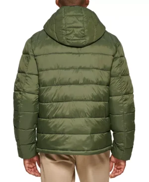 Men Chevron Hooded Puffer Jacket