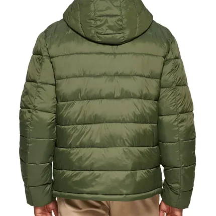 Men Chevron Hooded Puffer Jacket