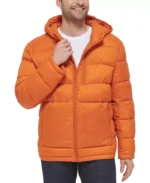 Men Lightweight Puffer Orange Jacket