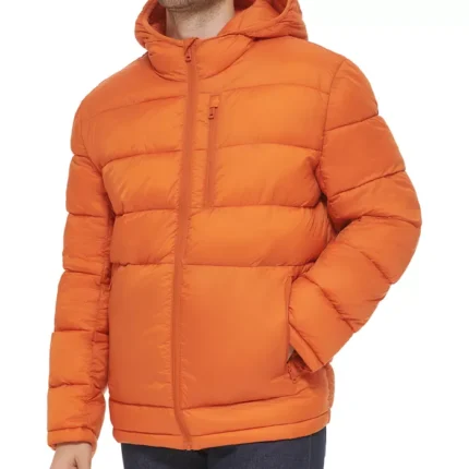 Men Lightweight Puffer Orange Jacket