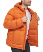 Men Lightweight Puffer Orange Jacket