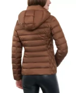 Women Brown Hooded Puffer Jacket