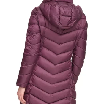 Women Plum Puffer Hooded Coat