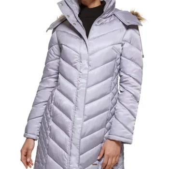 Light Grey Women Puffer Long Coat