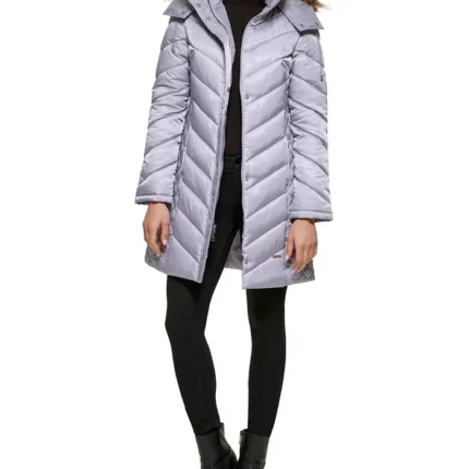 Light Grey Women Puffer Long Coat