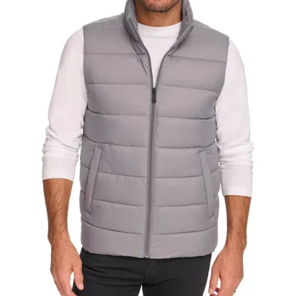 Men Quilted Grey Puffer Vest