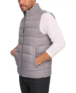 Men Quilted Grey Puffer Vest