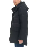 Men Black Hooded Puffer Parka Coat