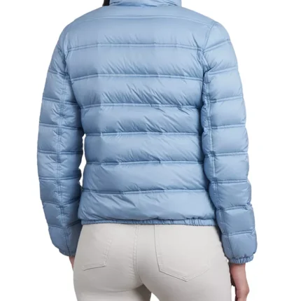 Women Light Blue Puffer Zipper Jacket