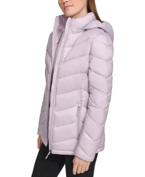 Women Hooded Pink Puffer Jacket