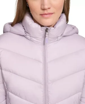 Women Hooded Pink Puffer Jacket