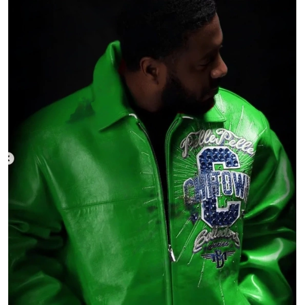 Pelle Pelle Chi Town Green Leather Jacket view 2
