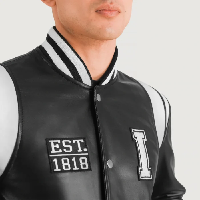 Men USA Black Varsity Leather Jacket