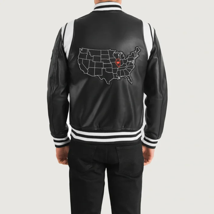 Men USA Black Varsity Leather Jacket