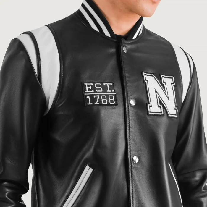 New York Leather Black Varsity Jacket