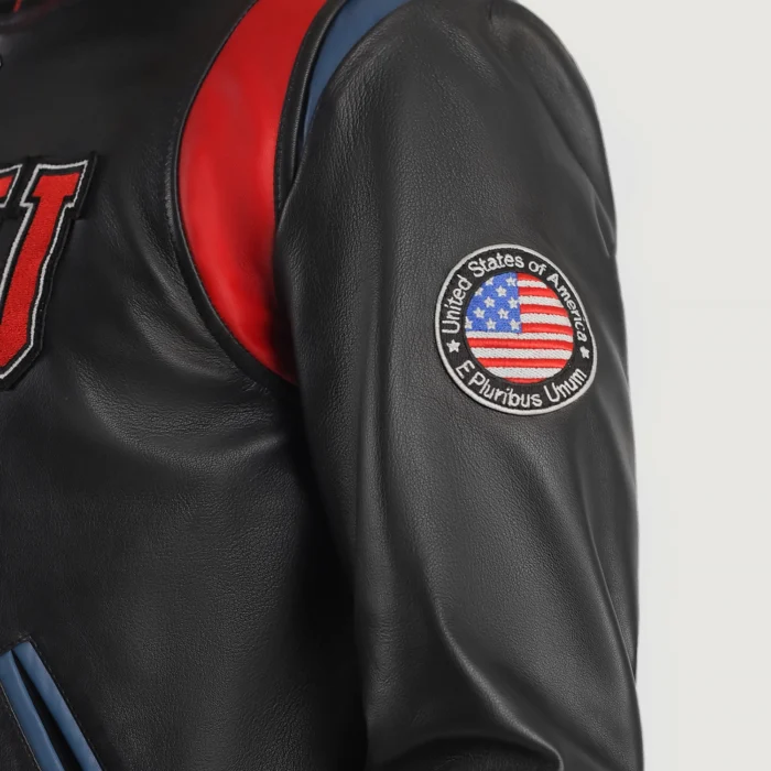 Black USA Varsity Leather Men Jacket