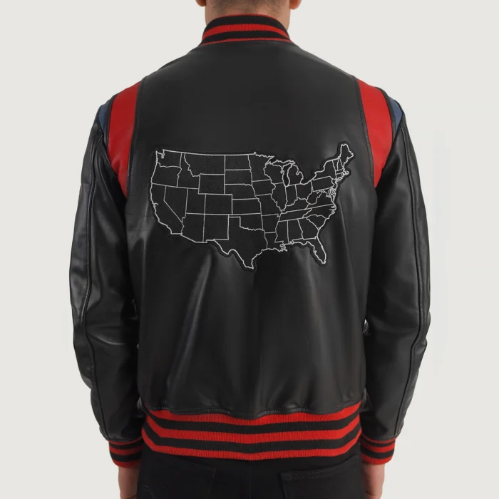 Black USA Varsity Leather Men Jacket