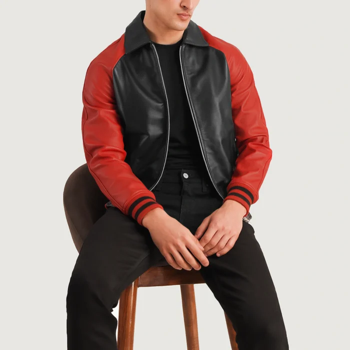 Men Black And Red Varsity Jacket