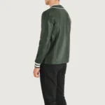 Dark Green Men Varsity Leather Jacket