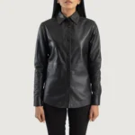 Women Black Shirt Leather Jacket