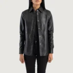 Women Black Shirt Leather Jacket