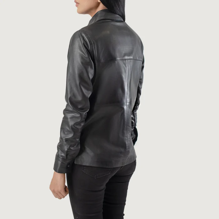 Women Black Shirt Leather Jacket